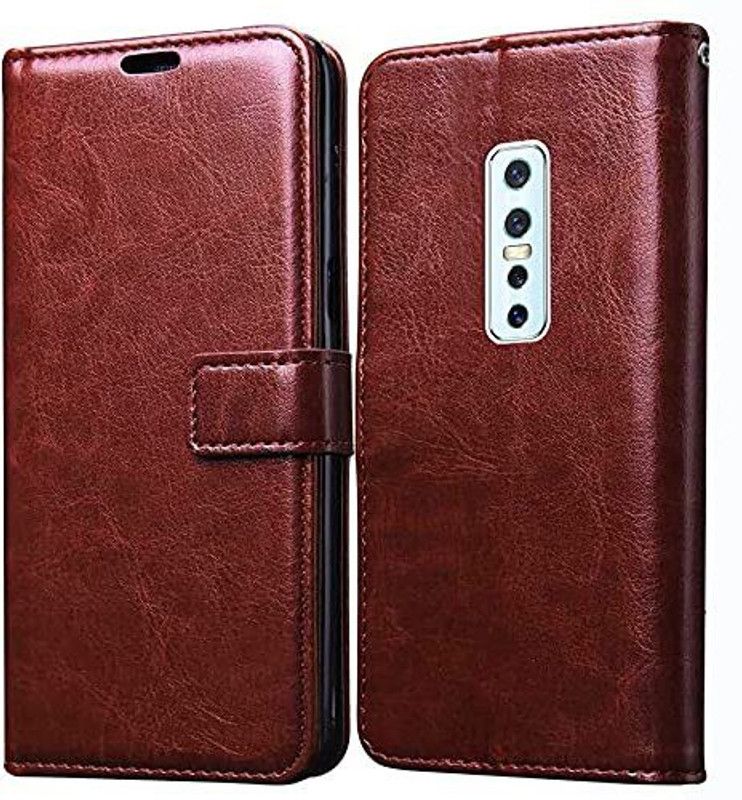 Want More Flip Cover for Vivo V17 Pro  (Brown, Shock Proof)