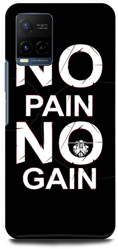FIKORA Back Cover for Vivo Y21, V2149, GYMWORKOUT, NO, PAIN, NO, GAME  (Black, Hard Case, Pack of: 1)