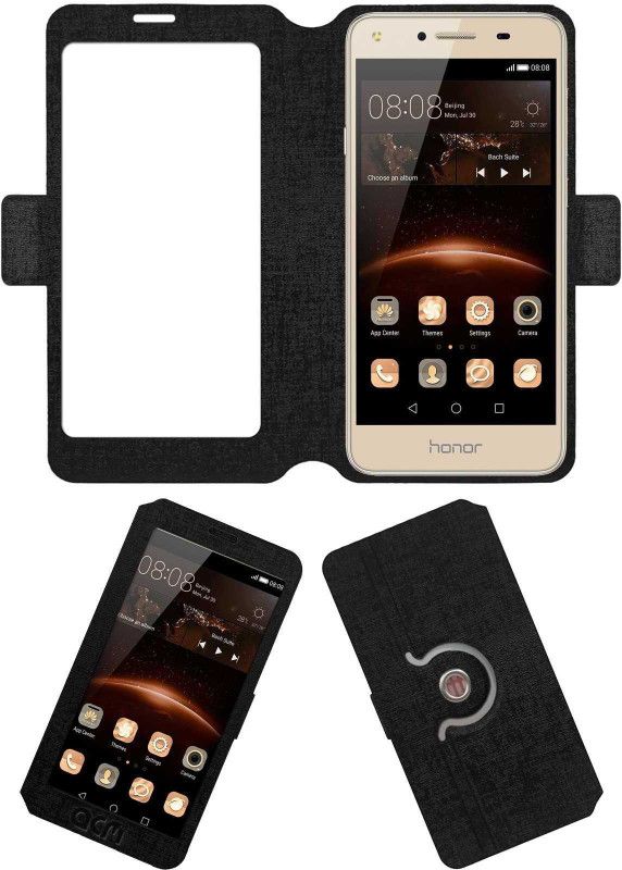 ACM Flip Cover for Honor Bee 4g  (Black, Cases with Holder, Pack of: 1)