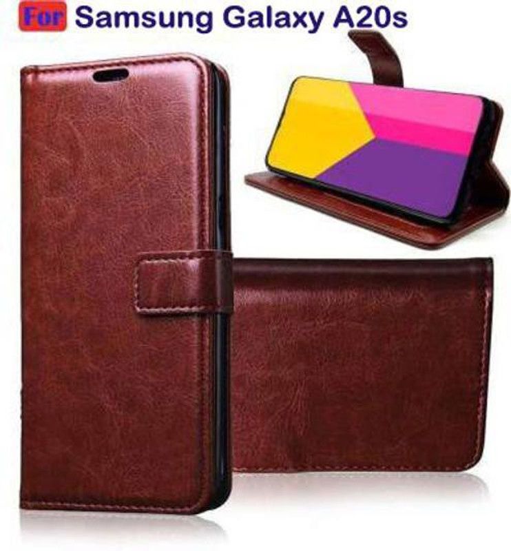 Finely Flip Cover for Samsung Galaxy A20s  (Brown, Pack of: 1)