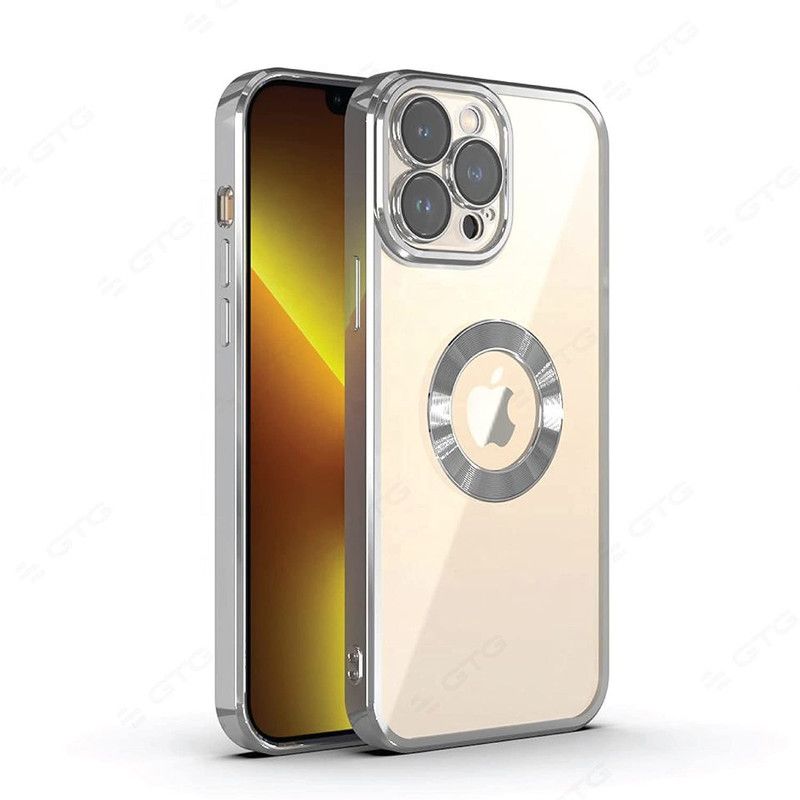 welshfireshop Back Cover for Apple iPhone 12 Pro Electroplated Logo View | Slim Shockproof | Soft TPU back cover  (Silver, Pack of: 1)