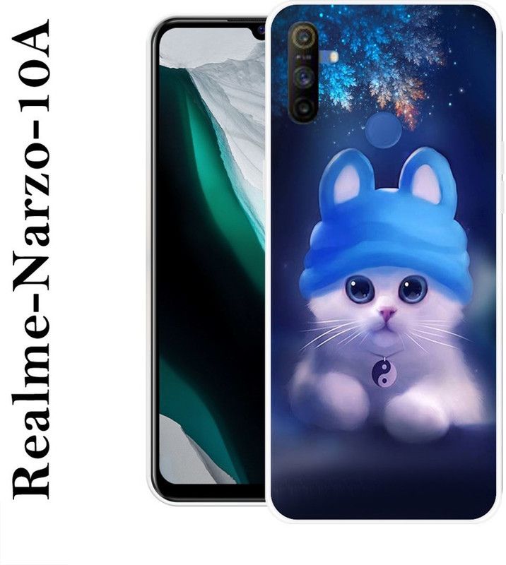 BAGRA Back Cover for Realme Narzo 10A  (Blue, White, Silicon)