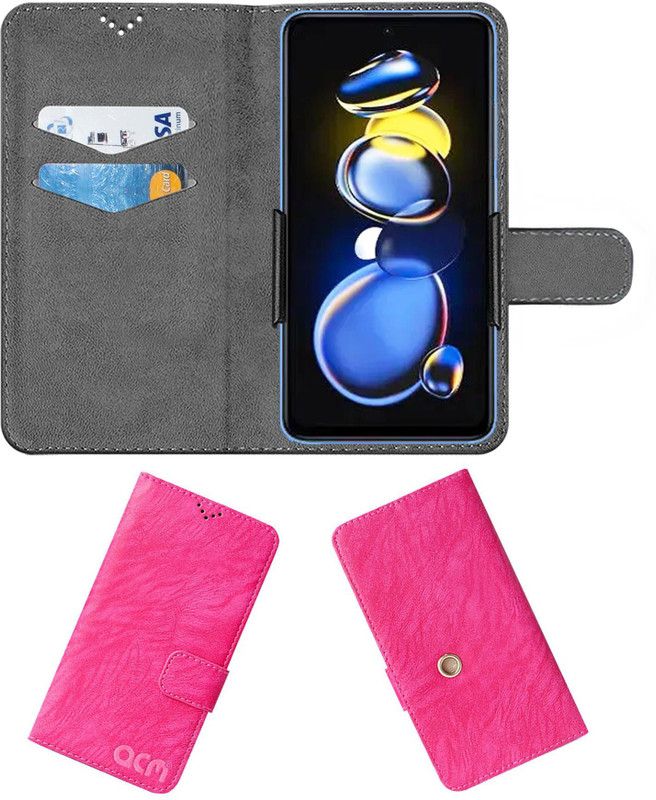 ACM Flip Cover for Redmi K50i  (Pink, Cases with Holder, Pack of: 1)