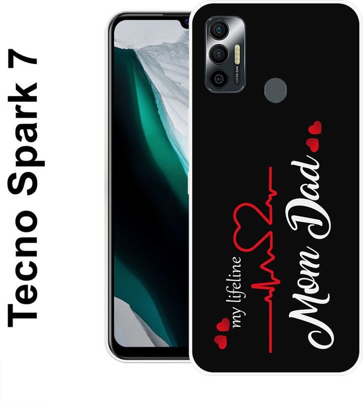 INDIALAND Back Cover for Tecno Spark 7, Tecno Spark 7T  (Black, White, Silicon)