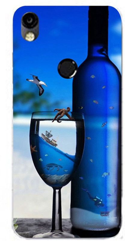 Golden Mask Back Cover for Sky Hawk Back Cover For Tecno Camon I Air Blue Champagne  (Multicolor, Waterproof, Silicon, Pack of: 1)