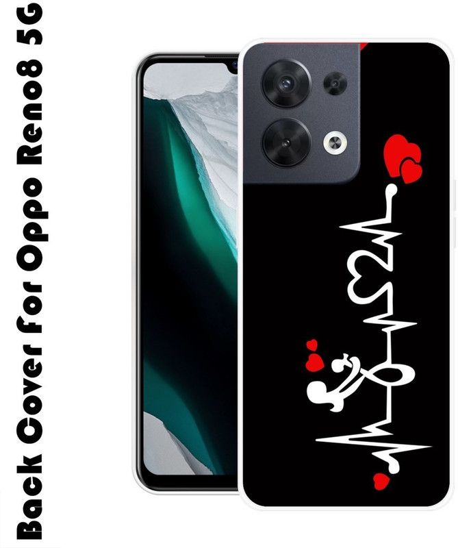 SIMAWAT Back Cover for Oppo Reno8 5G  (Black, White, Silicon, Pack of: 1)