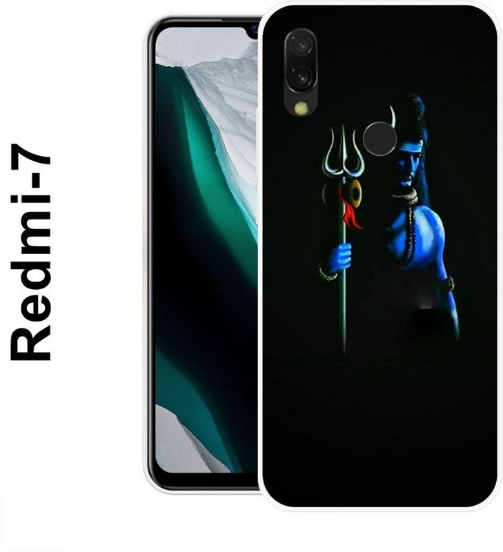 KUDI Back Cover for Redmi 7  (Black, Blue, Grip Case, Silicon)