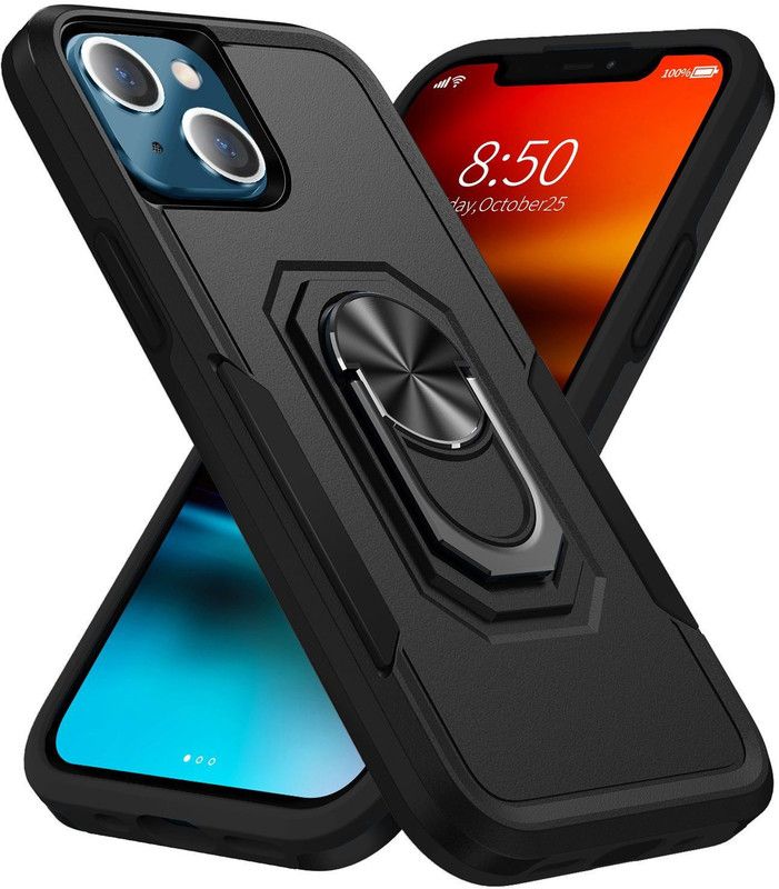 TURTLE Back Cover for Apple iPhone 13  (Black, Dual Protection, Pack of: 1)