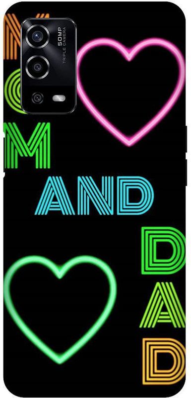 UMPRINT Back Cover for Oppo A55/CPH2325, Mom And Dad Love Text Printed Back Cover  (Multicolor, Hard Case, Pack of: 1)