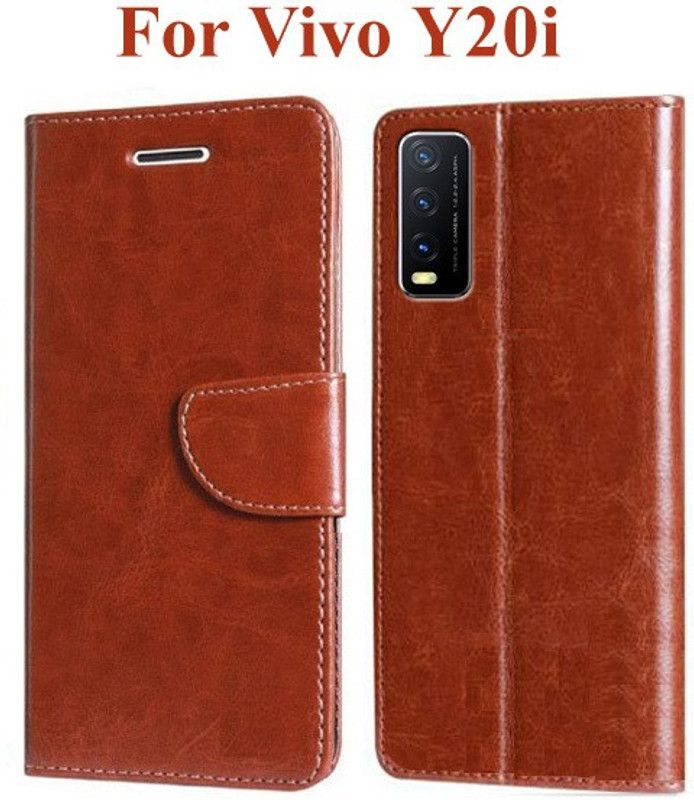 Krumholz Flip Cover for Vivo Y20, Vivo Y20i, Vivo Y20A, Vivo Y20G, Vivo Y20T, Vivo Y12s, Vivo Y12G  (Brown, Dual Protection, Pack of: 1)