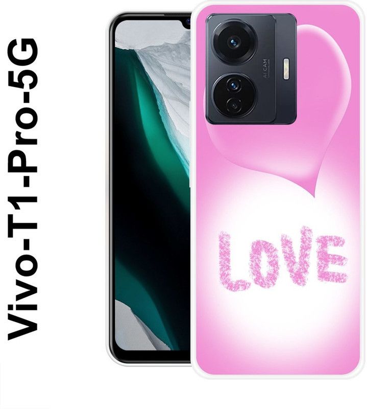 KLC Back Cover for Vivo T1 Pro 5G  (Pink, White, Silicon)