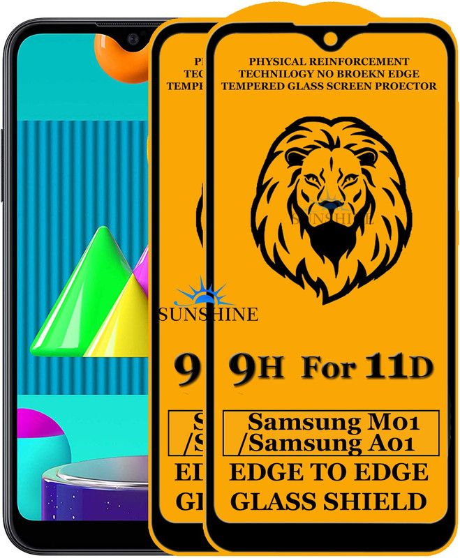 SUNSHINE Edge To Edge Tempered Glass for Samsung A01  (Pack of 2)