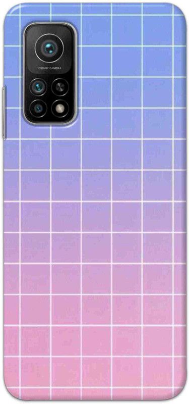NDCOM Back Cover for Mi 10T Pro Blue Pink Grid Printed  (Multicolor, Hard Case, Pack of: 1)