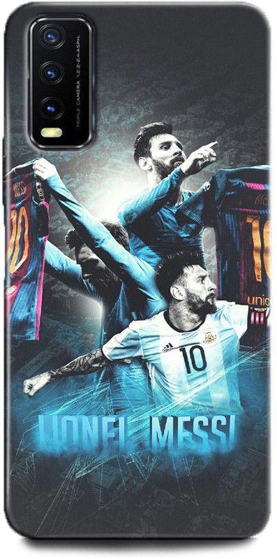 INDICRAFT Back Cover for Vivo Y12G, V2068 LIONE MESSI, FOOTBALL, MESSI 10, BARCELONA, JERSEY, SPORTS  (Multicolor, Dual Protection, Pack of: 1)