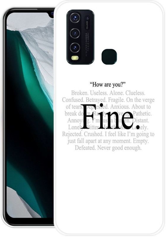 REALKING Back Cover for Vivo Y30, Vivo Y50  (White, Black, Grip Case, Silicon)