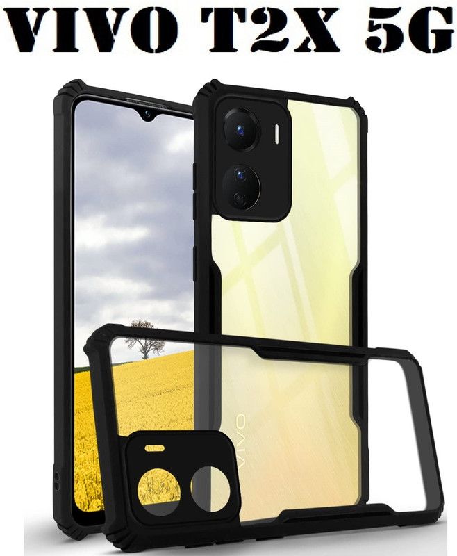 LIKEDESIGN Back Cover for vivo T2X 5G, vivo T2x  (Black, Shock Proof, Pack of: 1)