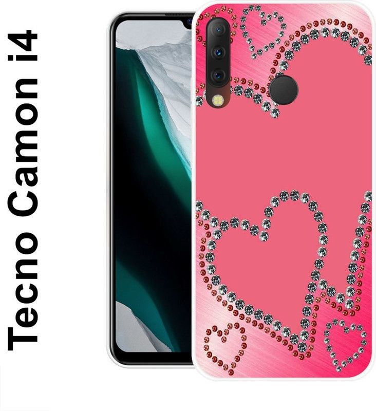 SHIVKUDI Back Cover for Tecno Camon I4  (Pink, Silver, Grip Case, Silicon)