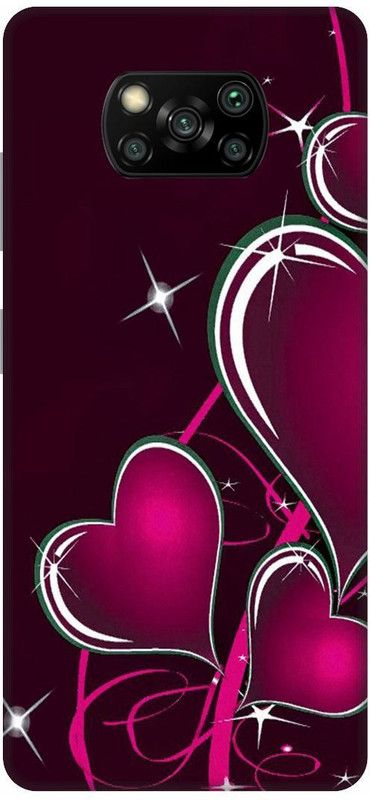 Yoprint Back Cover for POCO X3 PRO PINK-LOVE-HEART Printed back Cover  (Multicolor, Hard Case, Pack of: 1)