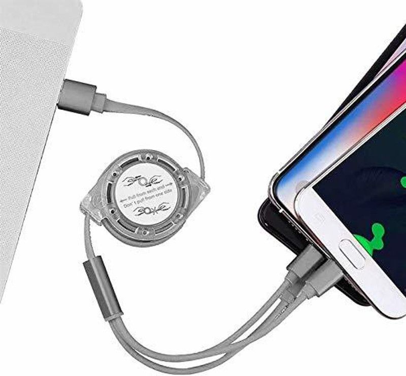 RHONNIUM USB Type C Cable 1.2 m Multiple Charging Cable -Z1  (Compatible with iOS, Android, Grey, One Cable)