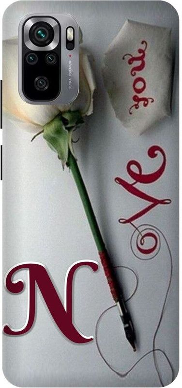 DIKRO Back Cover for REDMI Note 10, N, NAME, LETTER, ALPHABET, LOVE  (Silver, Hard Case, Pack of: 1)