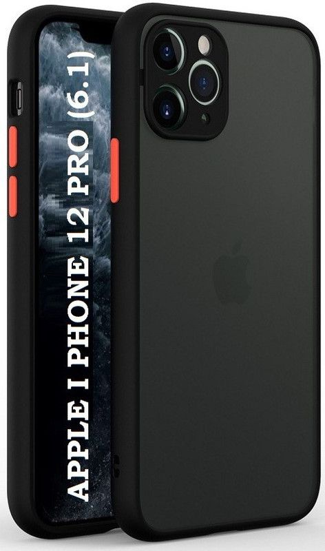 MobiLooks Back Cover for I Phone 12 Pro (6.1), Smoke Translucent Shock Proof Smooth Rubberized Matte Hard Back Case Cover  (Black, Dual Protection, Pack of: 1)