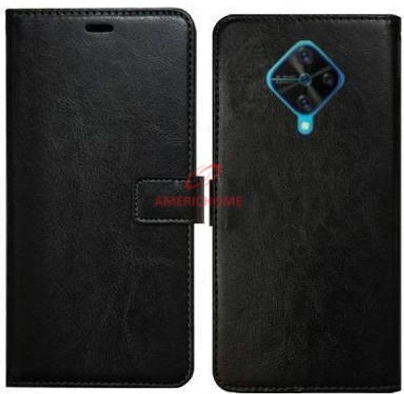 AmericHome Flip Cover for Vivo S1 Pro  (Black, Grip Case, Pack of: 1)