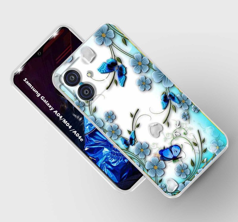 Artage Back Cover for SAMSUNG Galaxy M04  (Blue, White, Silicon, Pack of: 1)