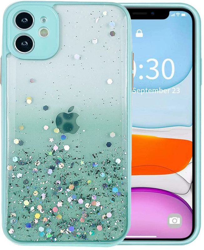 vonzee Back Cover for iPhone 12 Mini Glitter Sequin Gradient Case, Bling Glitter Design Transparent Shockproof Case  (Green, Shock Proof, Silicon, Pack of: 1)