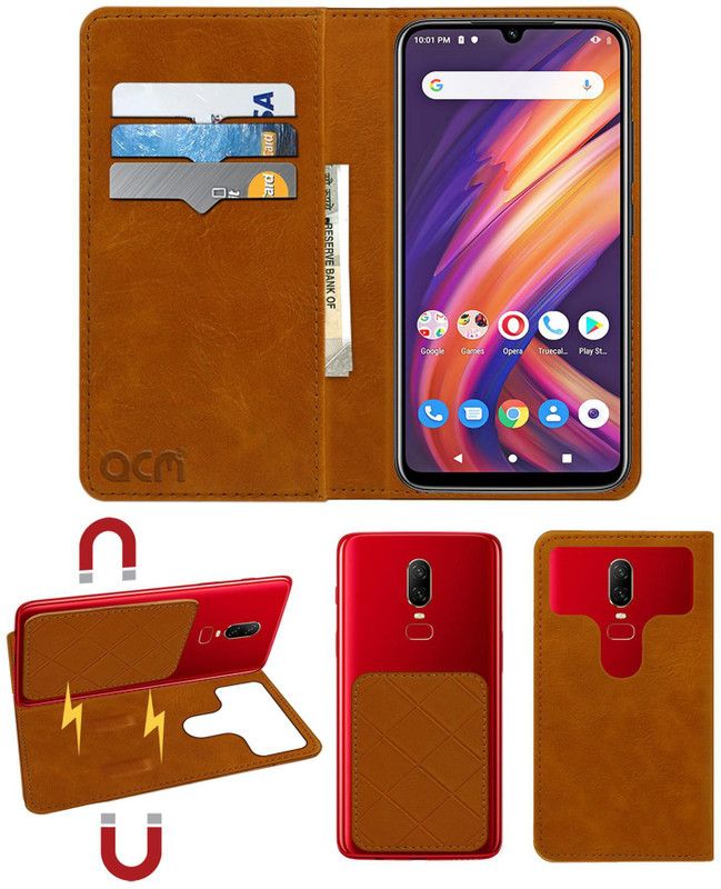 ACM Flip Cover for Lenovo A6 Note  (Gold, Cases with Holder, Pack of: 1)