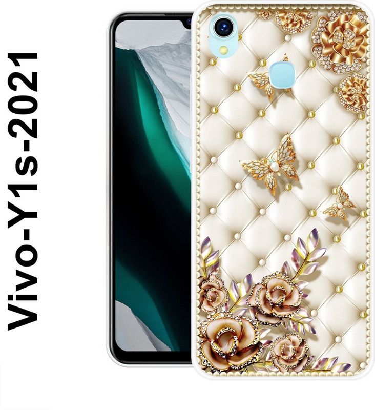 INDIALAND Back Cover for Vivo Y1s 2021  (Yellow, White, Silicon)