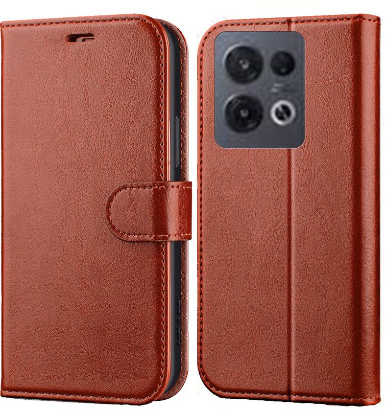Unirock Flip Cover for OPPO Reno8 5G  (Brown, Magnetic Case, Pack of: 1)