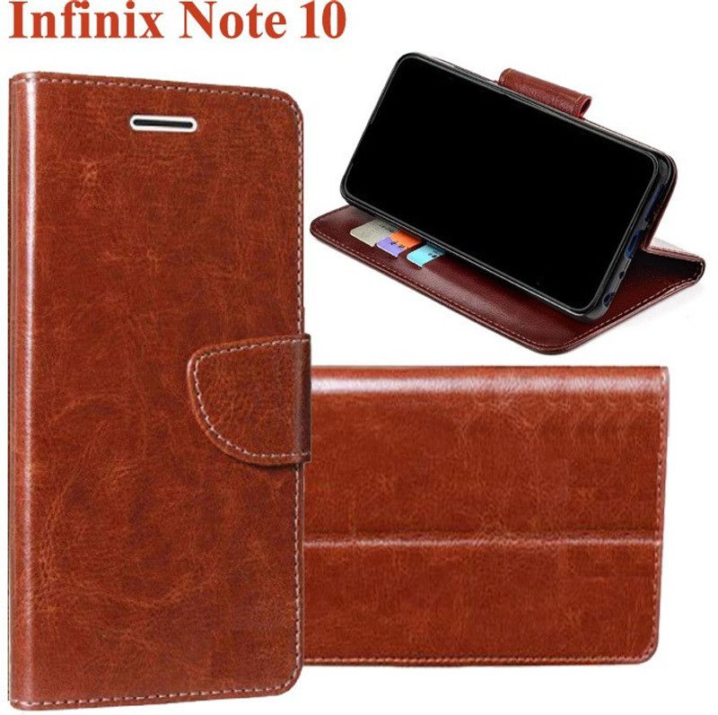 Manobal Flip Cover for Infinix Note 10  (Brown, Camera Bump Protector, Pack of: 1)