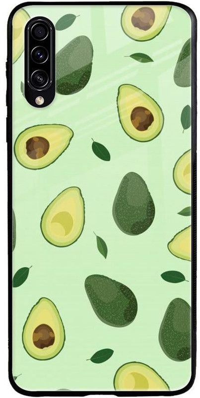 QRIOH Glass Back Cover for Samsung Galaxy A30s  (Green, Grip Case, Silicon, Pack of: 1)