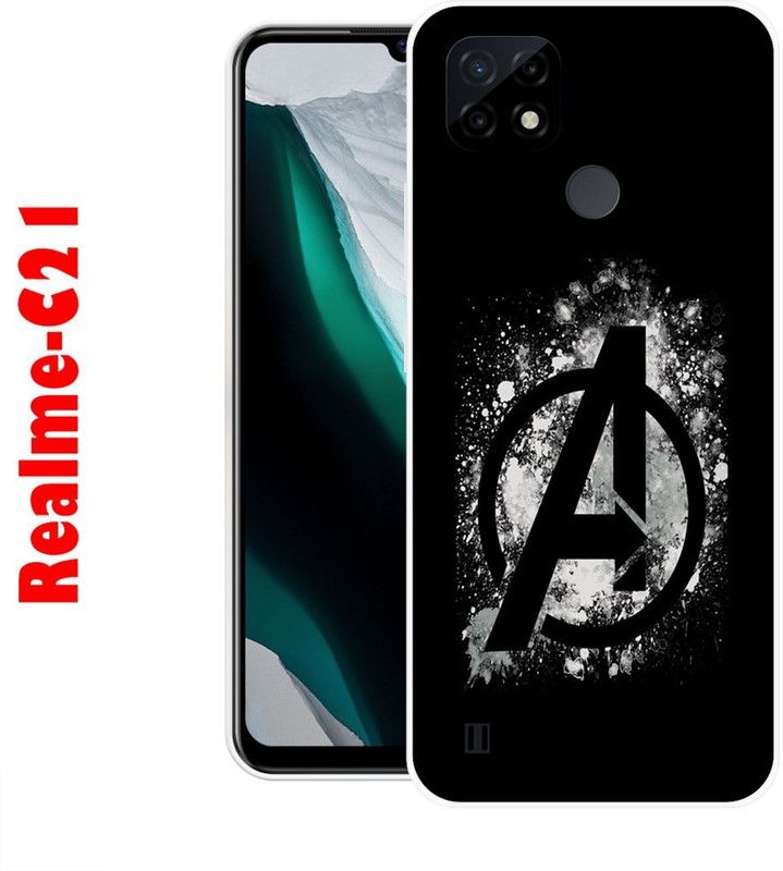 CellWorld Back Cover for Realme C21  (Black, White, Silicon)