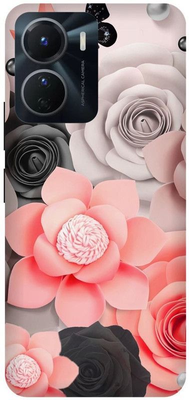 FRONK Back Cover for vivo Y16, V2204, ROSE, ROSES, PINK, WHITE, FLOWER  (Multicolor, Hard Case, Pack of: 1)