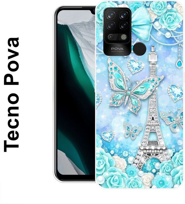 JATLAND Back Cover for Tecno Pova  (Blue, Silver, Grip Case, Silicon)