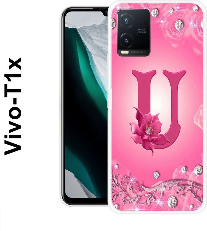 INDIALAND Back Cover for Vivo T1x  (Pink, Silver, Silicon)