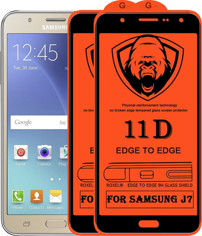 Roxel Edge To Edge Tempered Glass for Samsung Galaxy J7  (Pack of 2)