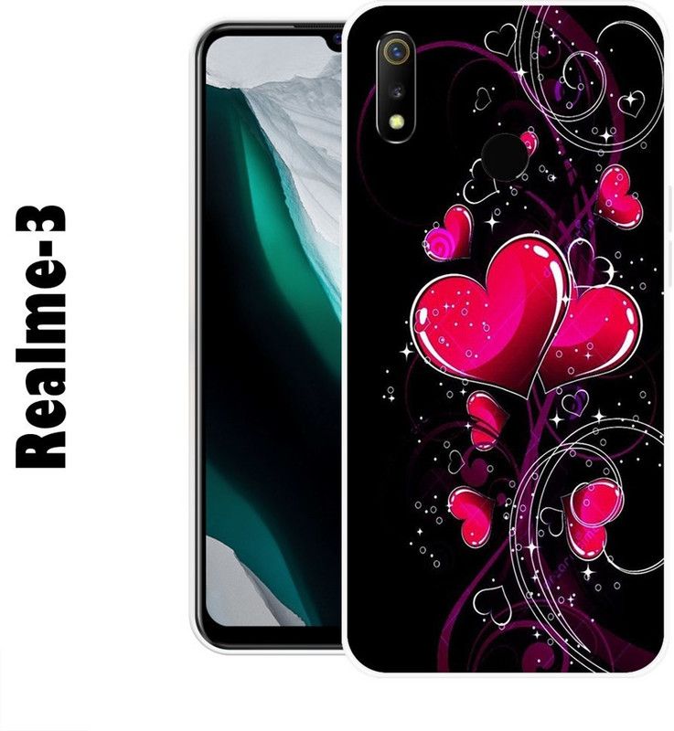 CellWorld Back Cover for Realme 3  (Black, Pink, Grip Case, Silicon)