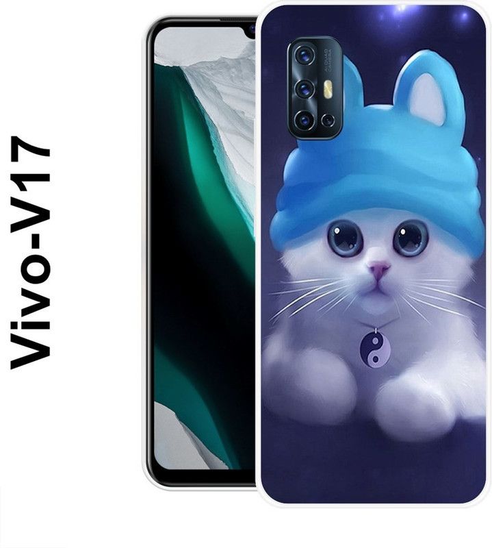 KLC Back Cover for Vivo V17  (Blue, White, Silicon)
