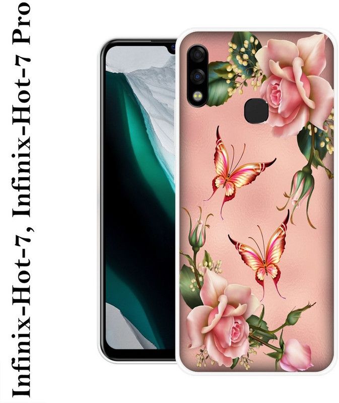 KUDI Back Cover for Infinix Hot 7  (Pink, Green, Silicon)