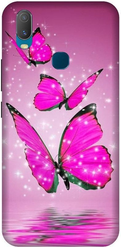 URCHIN Back Cover for Vivo Y11 Butterfly, glitters, cute,awesome, wallpapers, love, sweet, pink  (Multicolor, Shock Proof, Pack of: 1)