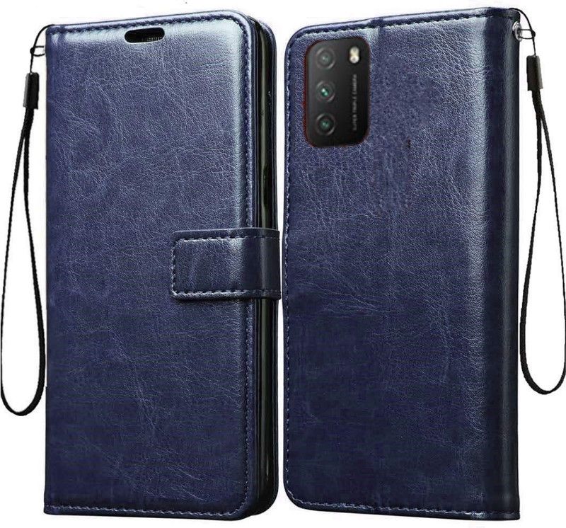 Tingtong Flip Cover for Poco M3, Redmi 9 Power  (Blue, Cases with Holder)