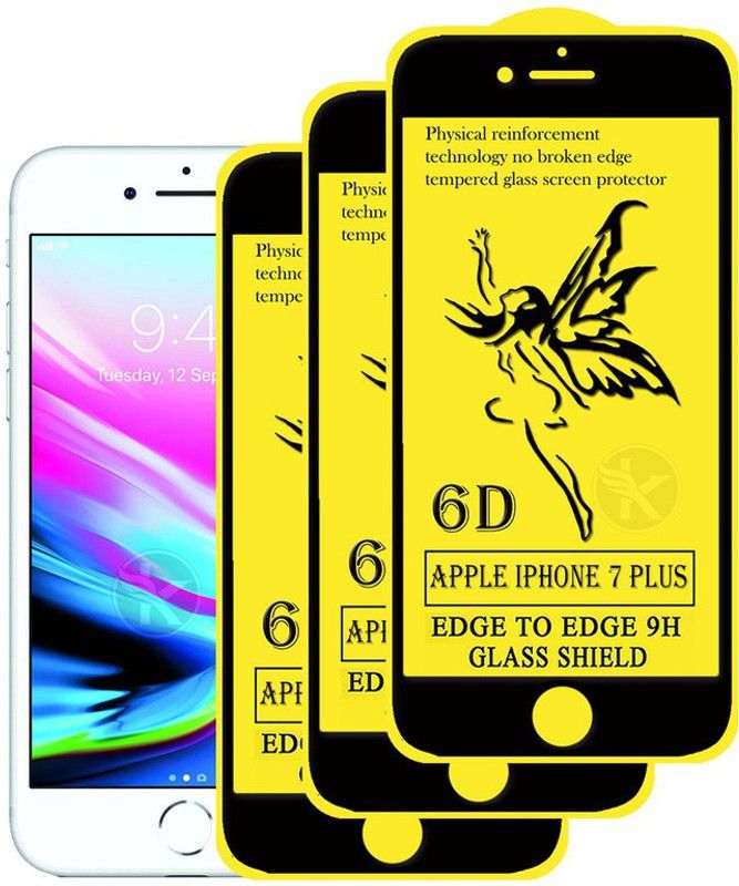 HQ Protection Edge To Edge Tempered Glass for Apple iPhone 7 Plus [ 6D Glass Screen Protector 9H Hardness Glass with Touch Accuracy]  (Pack of 3)