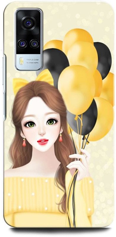ORBIQE Back Cover for ViVO Y31 V2036 GIRL, WOMEN ARTWORK, ANIME, PRETTY, BEUTY, BALLOON, EYES  (Multicolor, Hard Case, Pack of: 1)