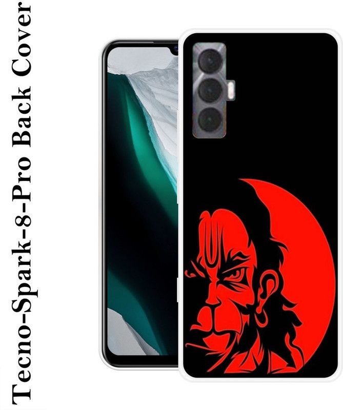 SHIVKUDI Back Cover for Tecno Spark 8 Pro  (Black, Red, Silicon)
