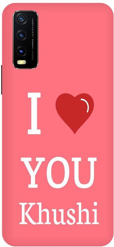 Bluvver Back Cover for Vivo Y12s, V2033, Printed I Love U Khushi Back Cover  (Multicolor, Hard Case, Pack of: 1)