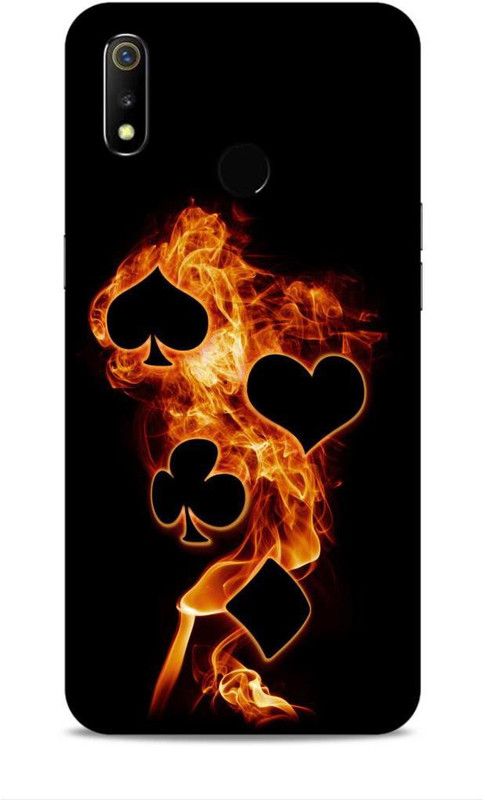 ND ENTERPRISE Back Cover for Realme 3  (Black, Orange, 3D Case)