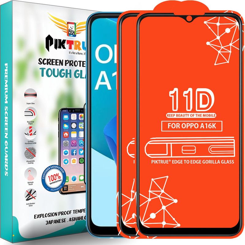 PikTrue Edge To Edge Tempered Glass for Oppo A16K  (Pack of 2)