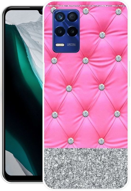 RJ14 (Online) Back Cover for Realme 8 5G, Realme 8s 5G, Realme Narzo 30 5G  (Pink, Silver, Grip Case, Silicon)